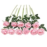 ♚Rosenblütenlänge des Stiels: 50 cm, 10 Stück/Set. Natürlich aussehende, echte Seidenblume, mit hohem Stiel, keine Notwendigkeit, täglich Blumen zu kaufen.