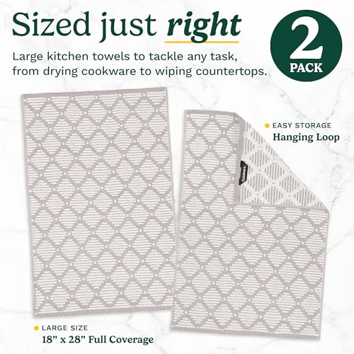 Image of Best Brands Cuisinart Cotton Kitchen Towels, 2-Pack 18x28, Bleach Safe | Handles dishes and spills with ease, durable for everyday cleaning, super absorbent, machine washable, OEKO-TEX certified