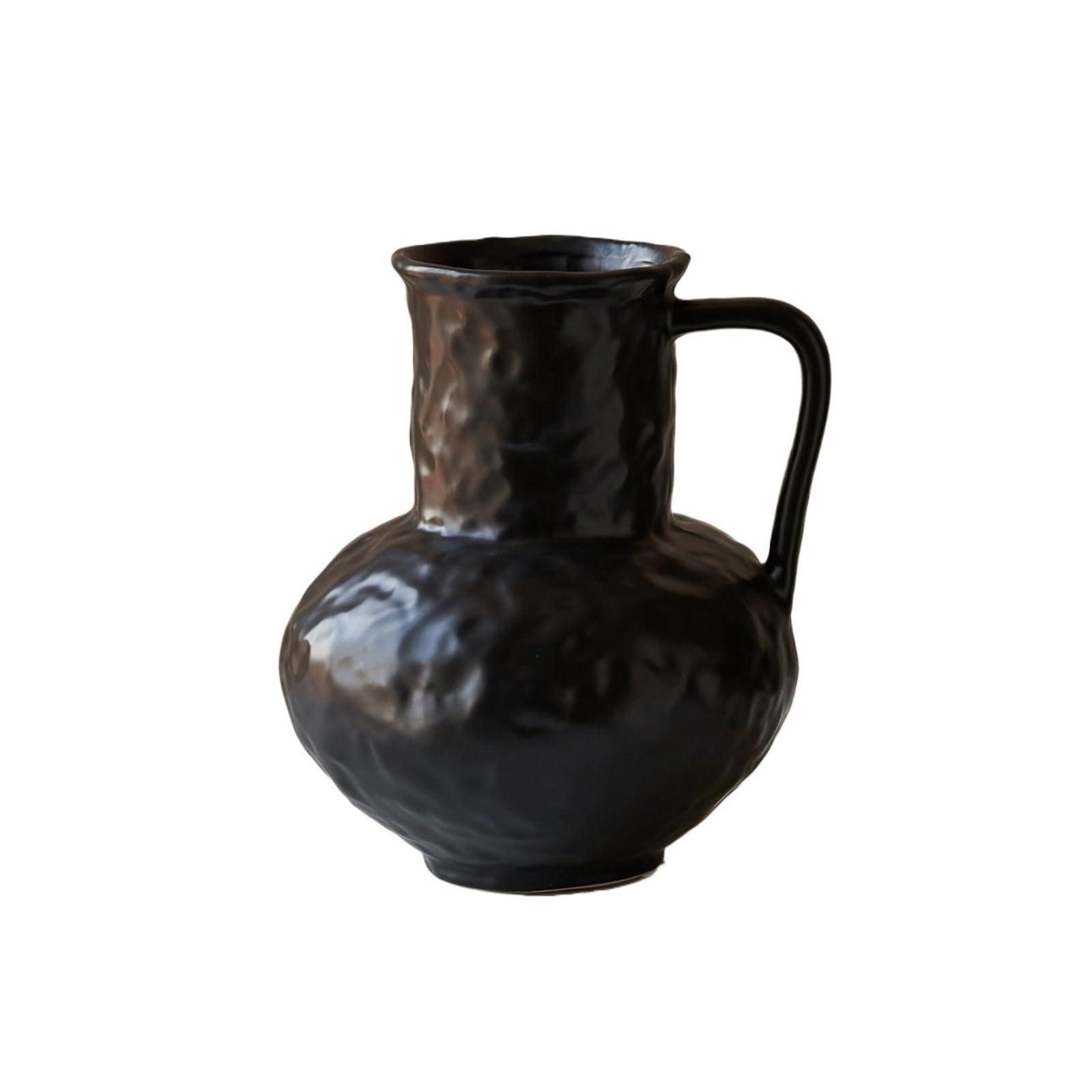 flower vase Rustic Ceramic Pitcher Vase 8.3 Inch Tall Modern Farmhouse Flower Vases for Table Centerpieces(Black)