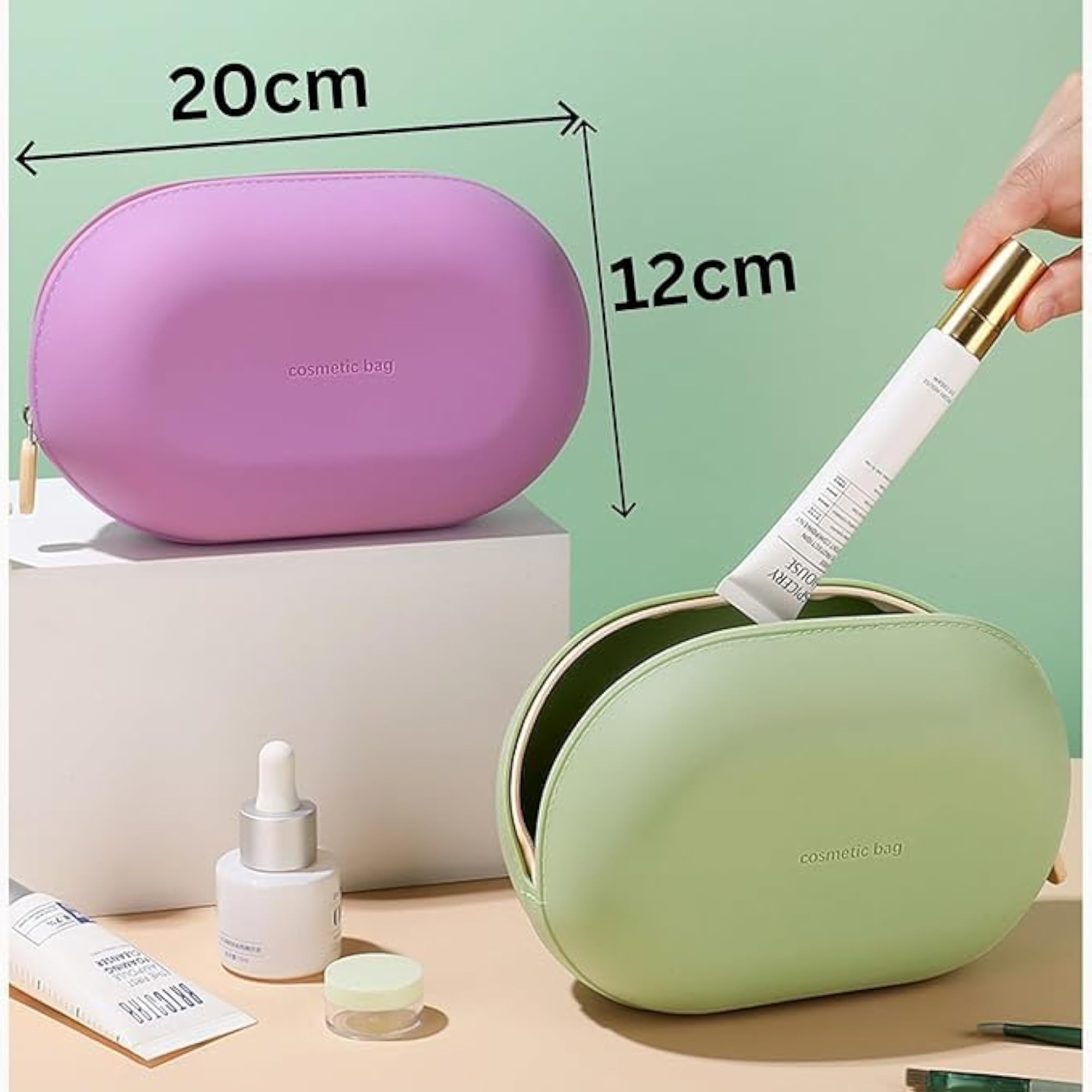 Makeup Organizer Box with Trays, Leather Cosmetic Case
