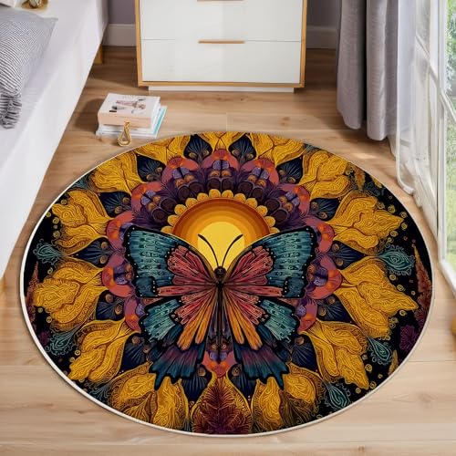 Tapis rond lavable en machine de 60 cm, la solution anti-taches et antidérapante pour chambre - 7
