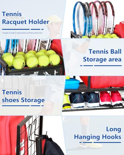 Image of Mythinglogic Rolling Tennis Equipment Organizer with Racket Storage