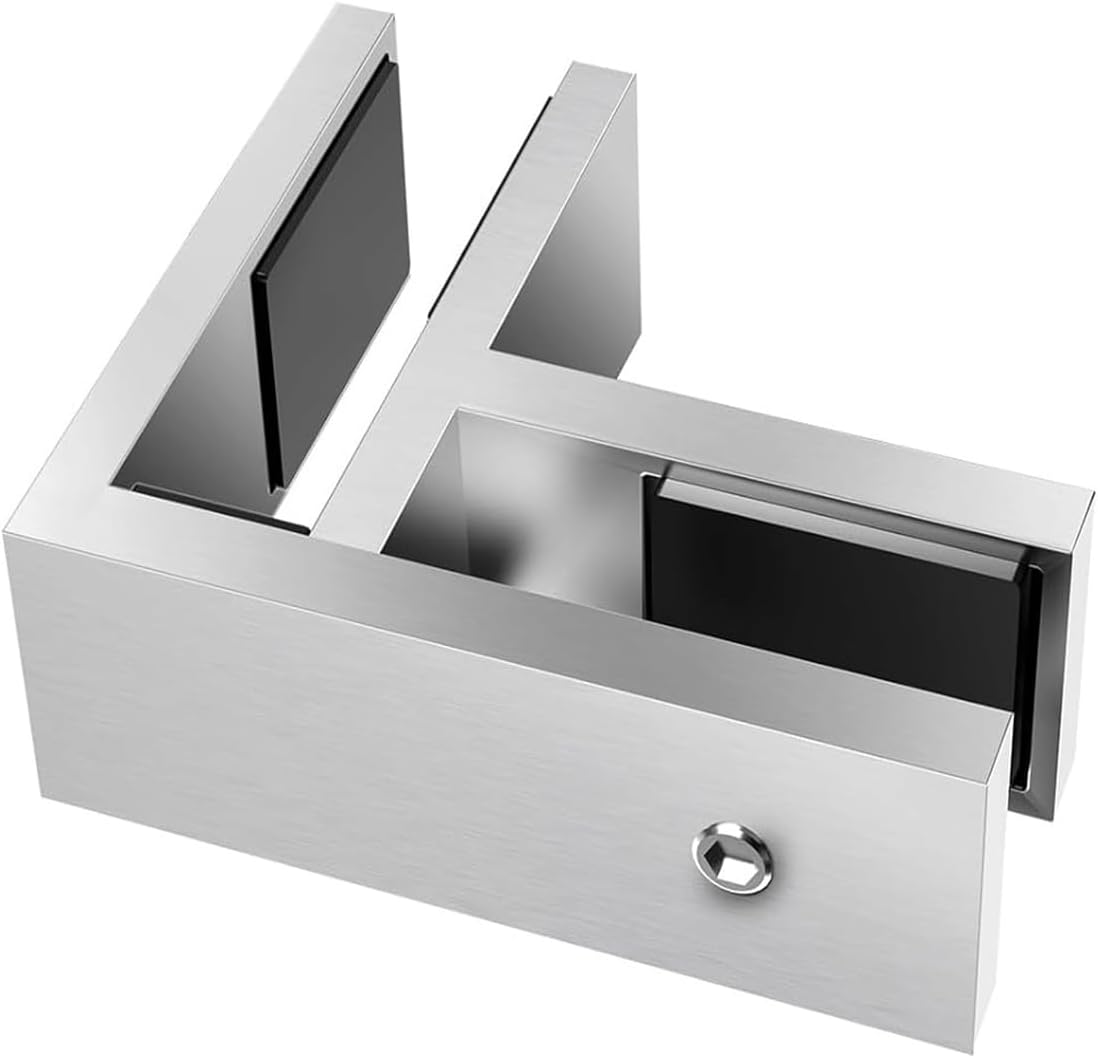 304 Stainless Steel Glass Clamp, Home Garden Pool Fence Railing Post Clamps For Glass Thickness 0.39''-0.47'' (10mm-12mm),1 pcs,90 Degree