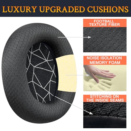 Image of SOULWIT Replacement Earpads for SteelSeries Arctis 1 /3 /5 /Arctis 7 /7+ /7P /7P+ /7X /7X+ /9 /9X /Pro /Prime(Do Not Fit Any Arctis Nova) Headset, Ear Pads Cushions with High-Density Foam - Black(White Line)