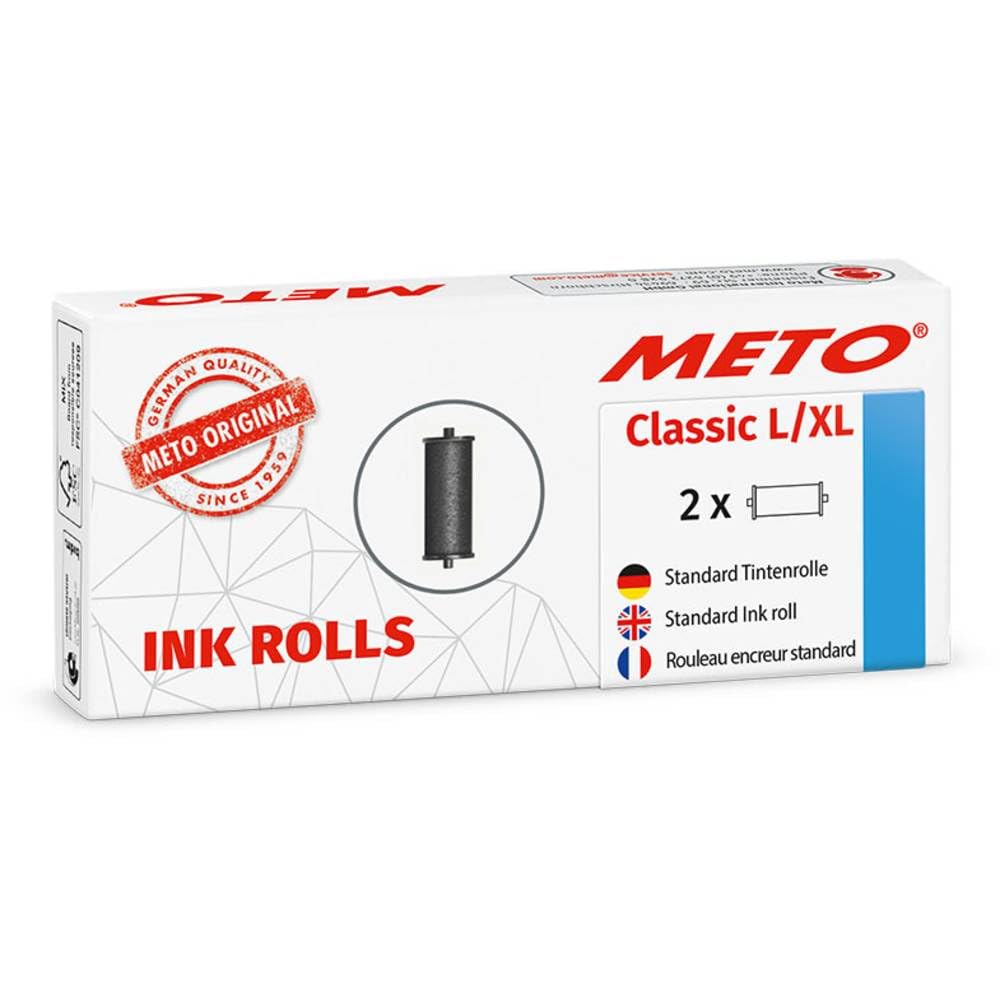 Meto Rodillos de tinta en color de METO para la etiquetadora manual profesional METO Classic L, XL (para etiquetas de 32 x 19 mm y 29 x 28 mm) 2 rodillos de tinta, negro