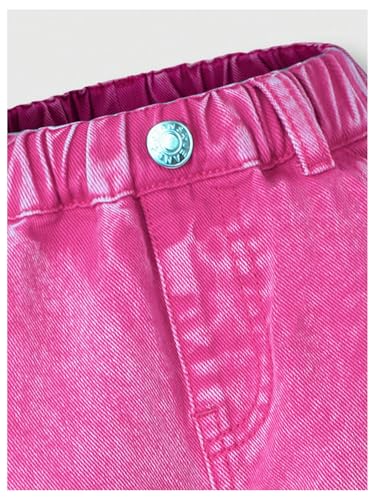 WDIRARA Toddler Girl's Elastic Waist Wide Leg Cargo Jeans Baggy Denim Pants with Flap Pocket3