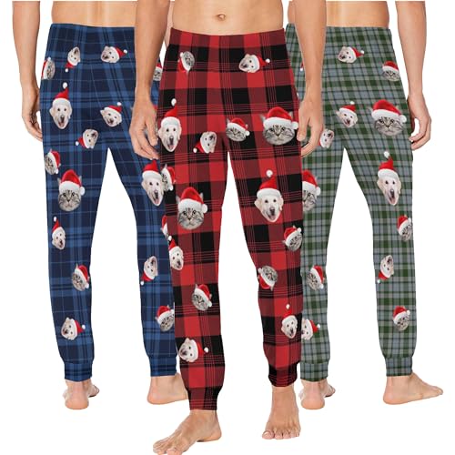 Custom Photo Pajama Pants For Men - Personalized With Three Family Faces Print, Soft Polyester - View #4