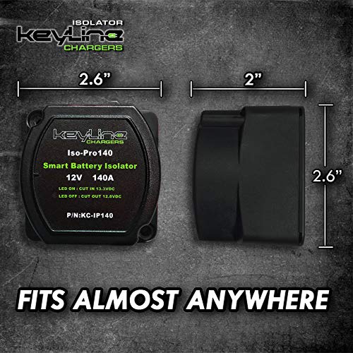12V 140 Amp Dual Battery Smart Isolator & ATV UTV Wiring Kit by KeyLine Chargers - Voltage Sensitive Relay - VSR