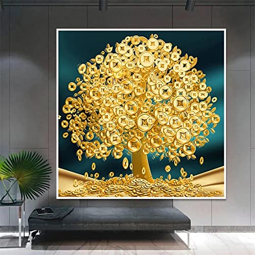 Cuadro de paisaje de árbol de la fortuna para decorar salones modernos de 30x30cm
