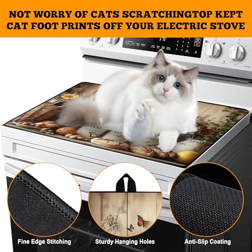 Image of Multi-Design Stove Cover for Glass /Electric Stoves - 3-in-1 Heat-Resistant Protector Mat, Non-Slip Drying Rack 28 inchx20 inch