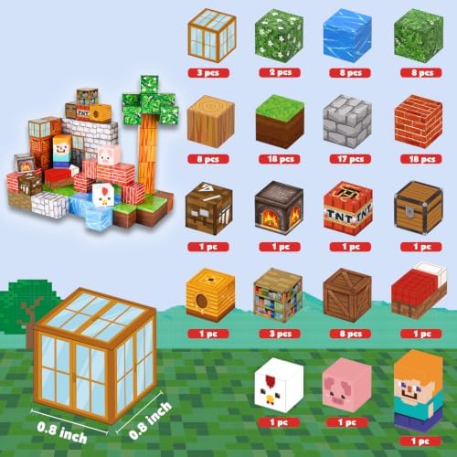 GraceDuck Magnetic Blocks 100PCS Magnet Toy Building Game, Magnetic Building Cubes Toys for Boys Girls Aged 4 5 6 7 8 9 Montessori Sensory Stacking Toy Christmas for Kids Toddlers