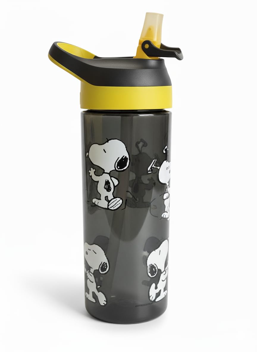 Snoopy Atlantic Water Bottle 600ml Leak-Proof Flip-Top Bottle with Carry Handle | BPA-Free, Removable Straw,Portable & Lightweight for Kids & Adults – Ideal for School, Sports, Travel