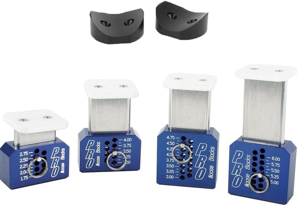 Speedway Motors Moose Blocks Pro Adjustable Set Up Blocks with Magnetic Design and Axle Adapters Adjusts in 1/8 Inch Increments for Sprint Car Midget and Micro Chassis