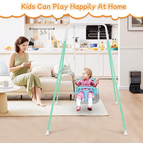 Image of 4-in-1 Toddler Swing Set & Baby Jumper and Bouncer for Toddlers | Foldable Baby Swing Stand for Outdoor /Indoor Play, Easy to Assemble and Store for Ages 6 Months to 10 Years Old