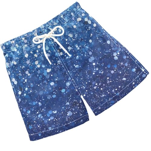 Pigsaly Boys Swim Trunks Bright Glitter Blue Gradient Flashing Boys Board Shorts Swimsuit Swimwear Summer Bathing Suit 3T