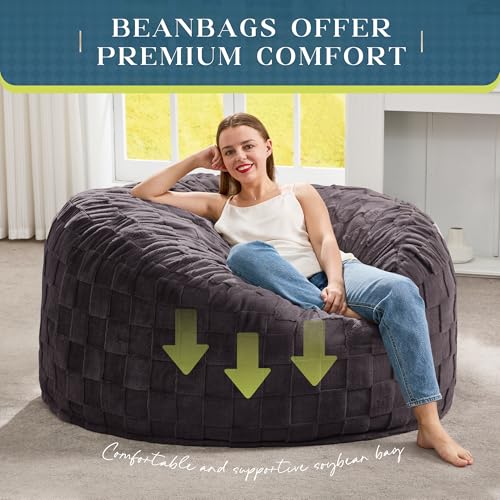 Image of Hobestluk Adults Bean Bag Chair 4FT Big BeanBag Chair Extra Large Oversized