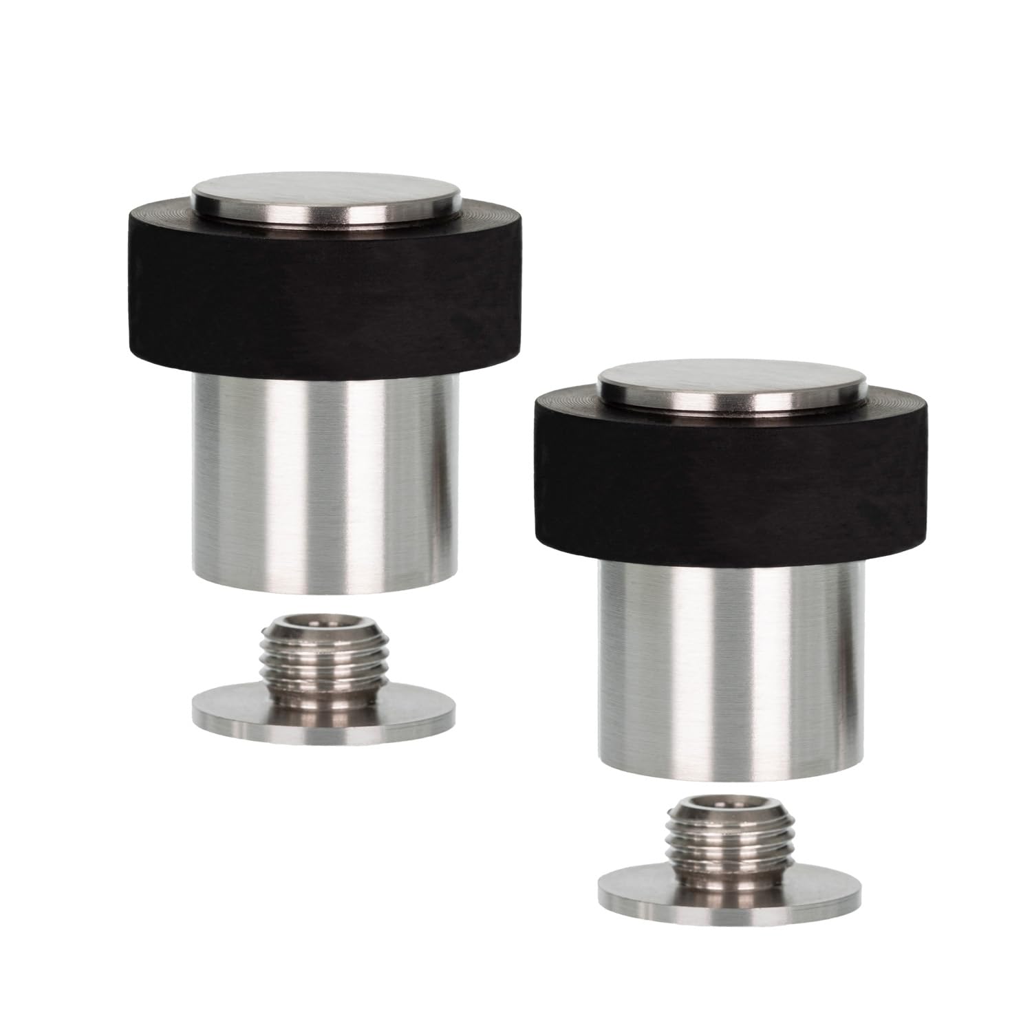 EVI Herrajes | Pack 2 Topes de Puerta | Ø24x35mm | Acero Inoxidable | Goma Negra | Incluye Tornillo + Taco de Sujeción | Mod. I-18124X35-CB