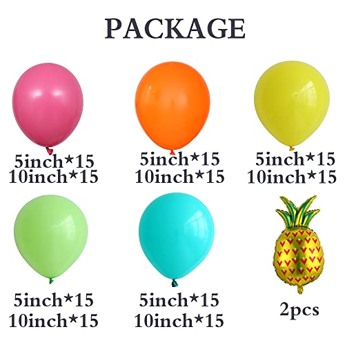 Pageebo Pineapple Hawaii Party Balloon Arch Kit-Flamingo Red Blue Orange Green Yellow Balloons With Pineapple Balloons For Hawaii Tropical Luna Party Decoration #TOP1