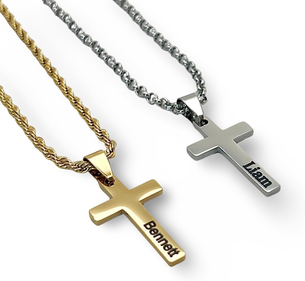 Engraved Cross Necklace