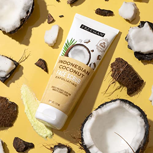 Freeman Exotic Blends Indonesian Coconut Oil Exfoliating Face Sugar Scrub, Skin Care For Women, Facial Mask And Facial Cleanser, Perfect For Exfoliating And Hydrating, 6 Fl.oz./175 Ml Tube, 2 Count #TOP5