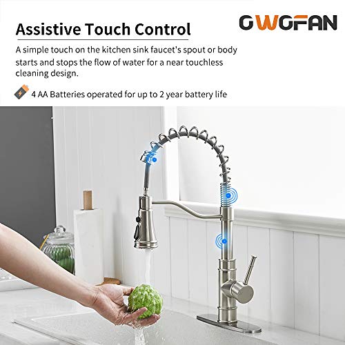 image for OWOFAN Touch on Kitchen Faucet Smart Kitchen Sink Faucet with Pull Dow