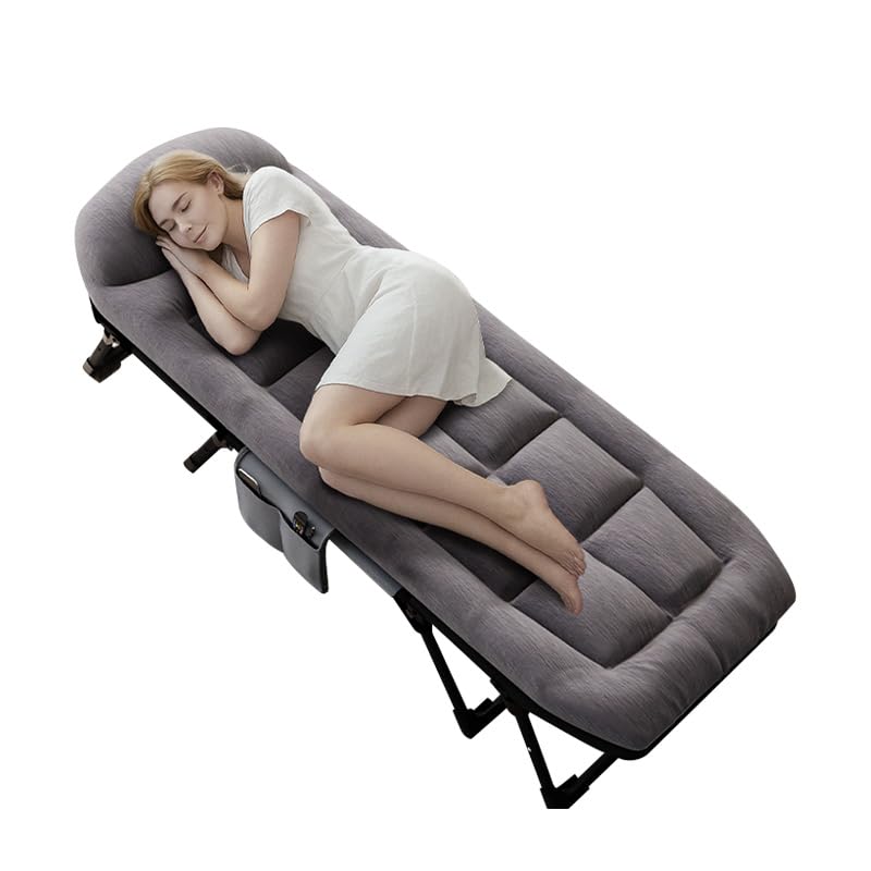 lit de Camp avec Matelas, 62cm lit de Camp Pliable 1 Personne Charge Jusqu'à 150 Kg pour Camping, Les Voyages, la Maison, Jardin,190 cm - Gris foncé