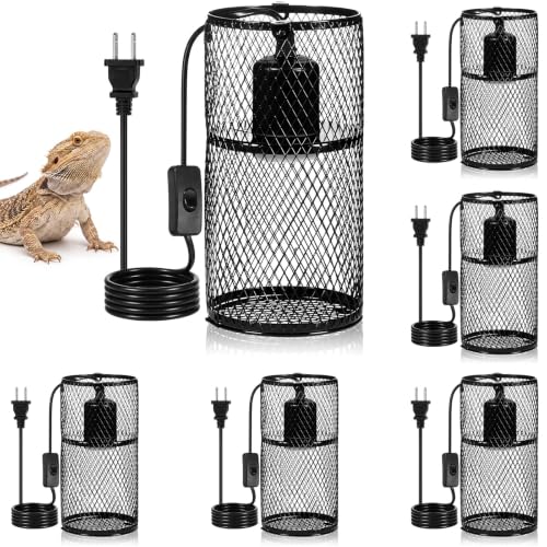 Image of VIHOSE 6 Pcs Reptile Heat Lamp Guard Anti Scald, 4 Inch, Black, Black