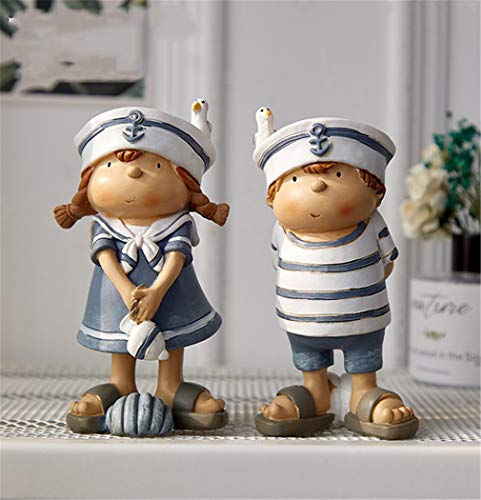 Styleart 2 Unids/Set Accesorios De Decoración De La Habitación Decoración Rústica para El Hogar Figuras En Miniatura Decoración De Personajes De Marinero 2 Piezas A