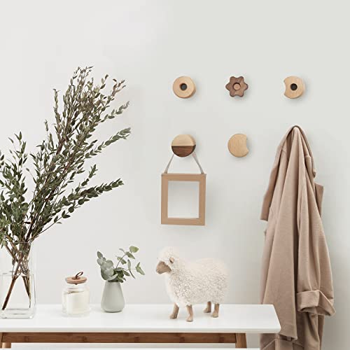 Wonqexz Natural Cute Biscuit Coat Hooks,Boho Wall Mounted,Decorative Childs Hanging Coat,Set Of 6 #TOP5