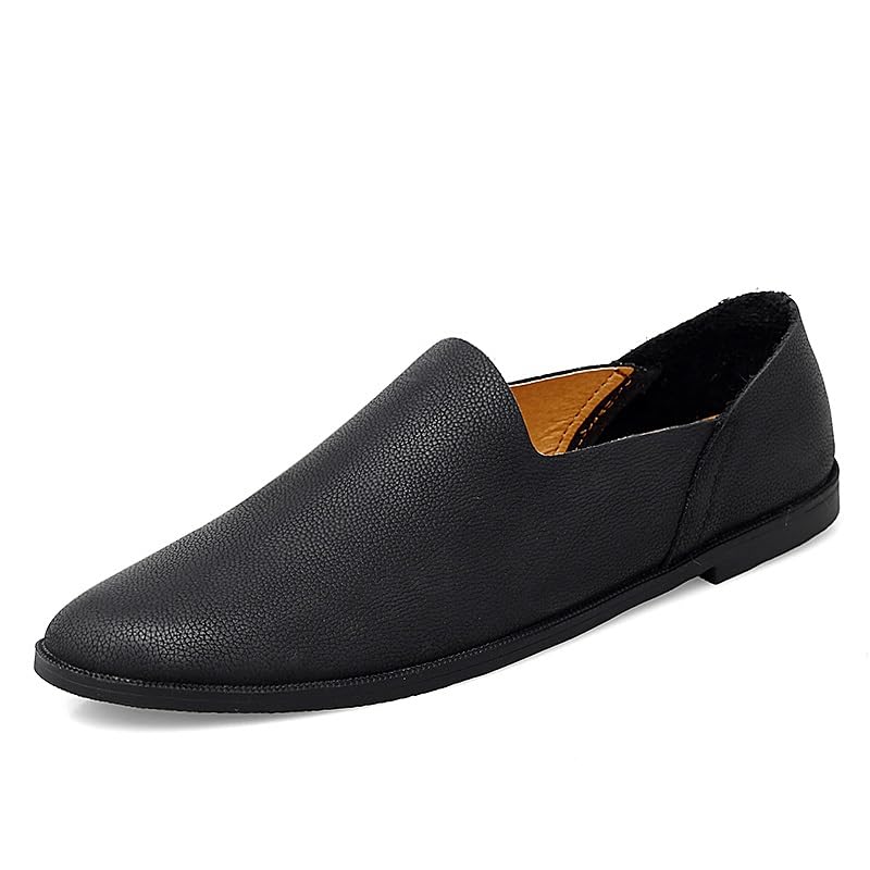 Loafers for Men Round Toe Faux Leather Loafer Shoes Flat Heel Lightweight Resistant Party Slip On