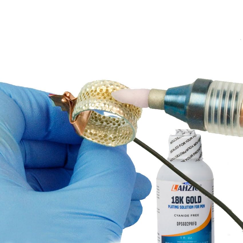 Lahzio 18K Yellow Gold Pen Plating Solution –for Pen Plating Systems Jewelry Grade Cyanide-Free, 1 FL Oz