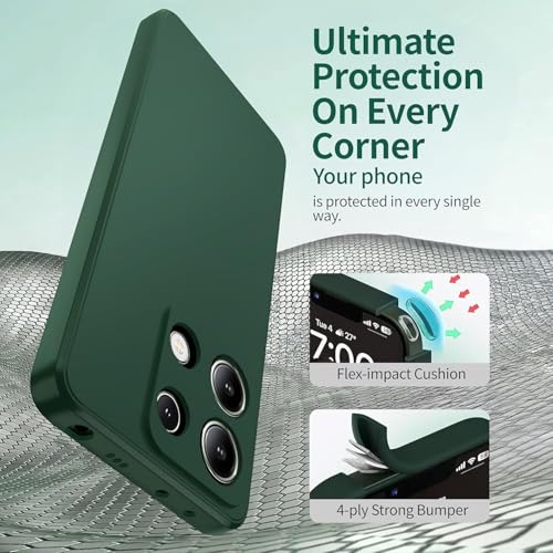 Image of DIZORO Compatible with Mi Redmi Note 13 5G Back Cover with Upgraded Square Edges for Camera Protection Shockproof Flexible Matte Liquid Silicone Mobile Phone Case (Forest OG)