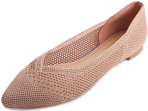 Image of FEVERSOLE Women's Woven Pointy Fashion Cutouts Breathable Knit Flat Shoes