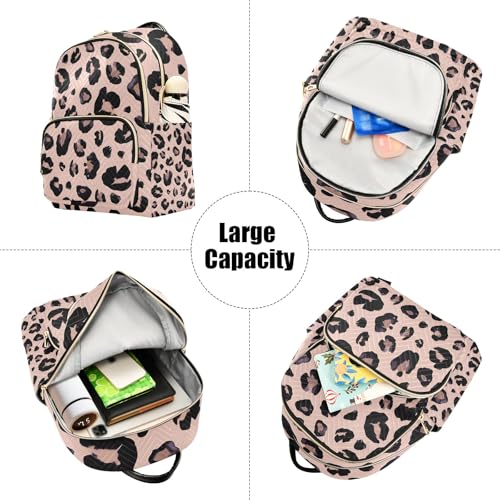 Image of senya Pink Black Leopard Women Backpack Purse Travel Daypack Shoulder Bag