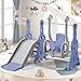 Produktbild Merax Rutsche für Kinder, 4 in 1 Kinderrutsche Schaukel Basketballkorb, Kletterleiter, Kinder Spielplatz Gartenrutsche für In- und Outdoor, Hinterhof Baby Rutsche Set, Blau