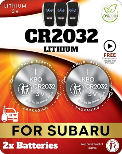 Subaru Key Fob Battery Replacement CR2032 (2 Pack) - Fits Outback Forester Crosstrek Ascent Impreza Legacy WRX BRZ Subaru Key Battery - Compatible with Subaru SMART FOBS Check Fitment Guide