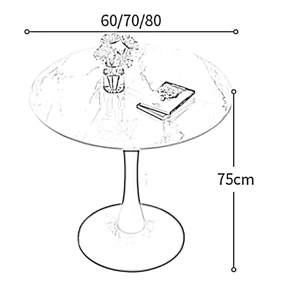 Nowoczesny blat ze spiekanego kamienia marmurowego stół bistro z metalowymi nogami do kuchni jadalni i biura tulipan okrągły 70 cm dekoracja mebli do salonu