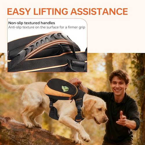 Dog Backpack for Medium & Large Dogs, Detachable Side Bags, Quick-Poop Bag Dispenser | No-Pull Adjustable Harness for Large-Chested Breeds | Non-Slip Handle for Hiking, Walking, Outdoor Adventures（M） — view 4
