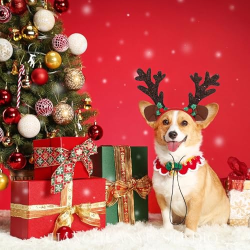 3 Stück Weihnachten Hunde Stirnband, Rentiergeweih Hund, Hundekostüme Weihnachten Elch Kostüm, Rentier Haarreif Haustier, Für Silvester Und Tiershows, Weihnachtsfeiern, Party-Dekoration