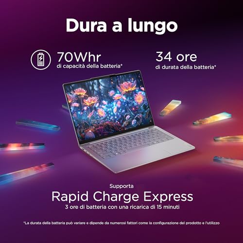 Lenovo Yoga Slim 7 Notebook Copilot+ Pc 14” Oled Wuxga (1920X1200), Intel Core Ultra 7 256V, Ram 16 Gb, 512 Gb Ssd, Grafica Intel Arc, Wifi 7, Windows 11 Home - Luna Grey "Tastiera Retroilluminata" - 3