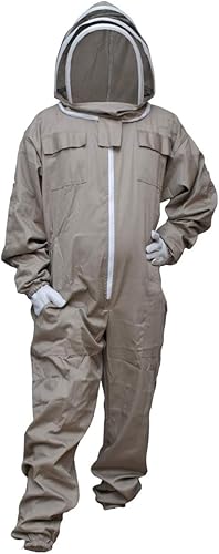 Miniatura 4 de MS Traje de abeja traje de apicultor de algodón con un par de guantes traje de apicultura con velo de esgrima