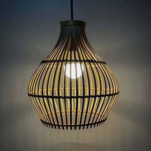 Image of Craftscape Bamboo Hanging Pendant Lamp | Boho Cane Lampshade | Bamboo Lights | Collection (SolaMic)
