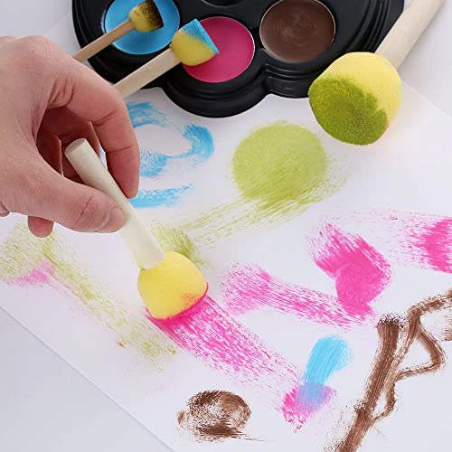 Image of DEZIINE Kid Sponge Paint Brush Original Wooden Handle Painting Graffiti Early Toy DIY Art Supplies Gifts 40Pcs /Set