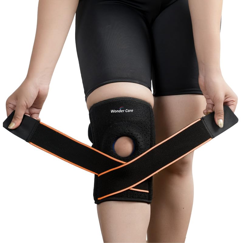 Image of Wonder Care Compression Knee Support with Side Stabilizers & Patella Gel Ring, Adjustable Knee Brace for Joint Pain Relief, Arthritis, Knee Pain, ACL Tear, MCL Tear, Meniscus Tear (Universal,1Unit)