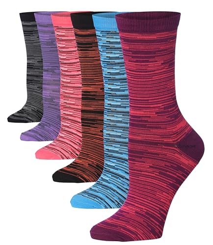 Image of Tipi Toe Women's 6-Pack Funky Crew Socks | Colorful Fun Patterned Novelty Dress Socks, Sizes 9-13