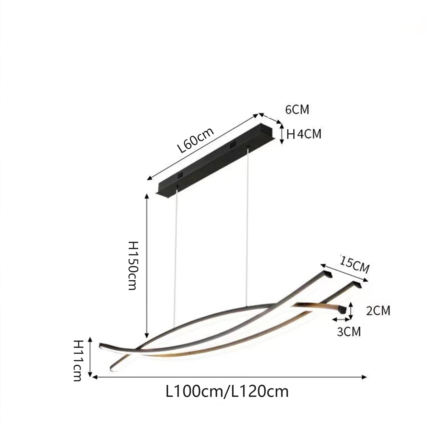 LED Pendelleuchten Dimmbar Esstisch Esszimmer Hängeleuchte mit Fernbedienung Pendellampe Wohnzimmer Küchen Hängend Lampe Moderne Höhenverstellbar Kronleuchter Büro Küche Leuchte (Schwarz, L100cm)