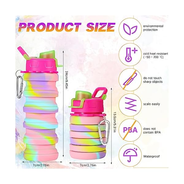 Sunnyray 20 Pack Collapsible Water Bottles Bulk Foldable Water Bottles 17oz Silicone Portable Leak Proof Reusable Sports with Clip for Travel Hiking Camping Outdoor(Camouflage) - Image 3