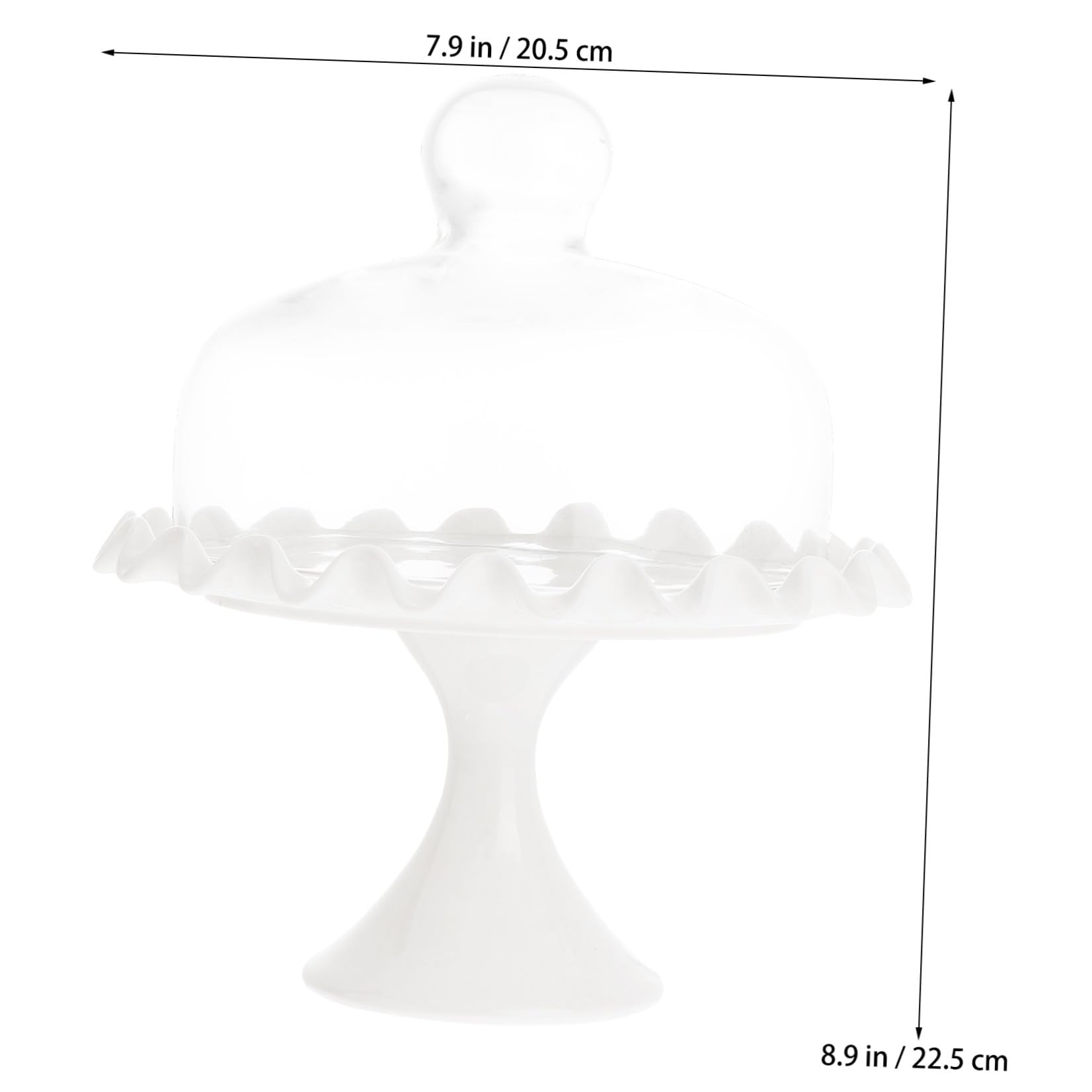Campana de Vidrio para Pastel sin Plomo, Cubierta Transparente | Asa Integrada, Diseño Simple en Blanco, Cerámica y Vidrio, Fácil de Guardar Usar