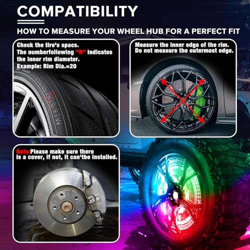 Image of 4PCS 14 inch Multi Color LED Wheel Ring Lights w /Dual Control for Trucks Cars