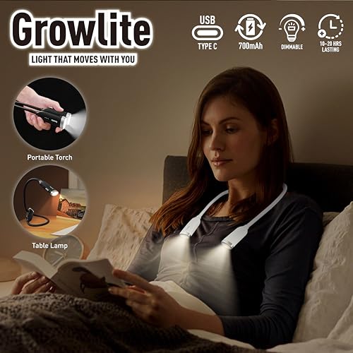 Neck Reading Light, 3 Color & Brightness Adjustable Book Light for Reading in Bed, Hands-Free, Lightweight, USB C Rechargeable, Eye-Caring, Perfect for Crafts, Camping, Kids & Adults (white) - image 2